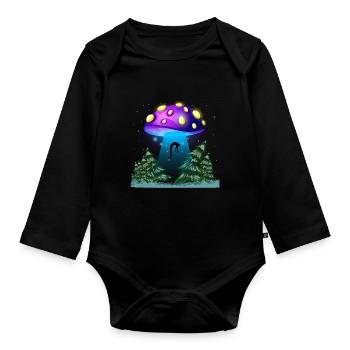 Psychedelic Fungi Festival EDM Music Ufo - Organic Longsleeve Baby Bodysuit - black - Front