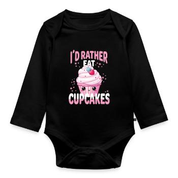 Cupcake Kawaii - Organic Longsleeve Baby Bodysuit - black - Front