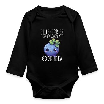 Blaubeere Kawaii - Baby Bio-Langarm-Body - Schwarz - Vorne