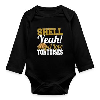 Turtle Reptile Cute Shell yes I Love Tortoises - Organic Longsleeve Baby Bodysuit - black - Front