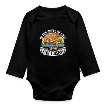 Shell Of Love With Tortoises Vintage Turtle Reptil - Organic Longsleeve Baby Bodysuit - black - Front