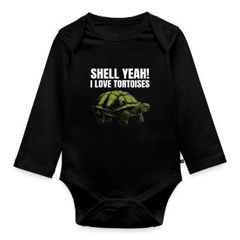 Turtle Reptile Funny Shell yes I Love Tortoises - Organic Longsleeve Baby Bodysuit - black - Front
