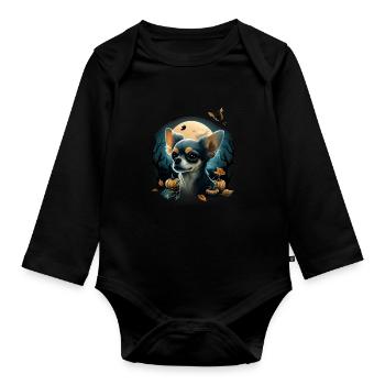 Chihuahua Costume d'Halloween - Citrouille - Body Bébé bio manches longues - noir - Devant