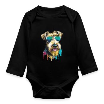 Lunettes de soleil Airedale Terrier Welsh Terrier - Body Bébé bio manches longues - noir - Devant