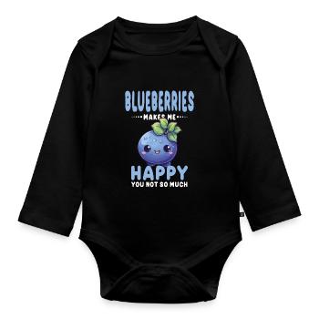 Blaubeere Kawaii - Baby Bio-Langarm-Body - Schwarz - Vorne