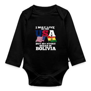 Bolivien - Baby Bio-Langarm-Body - Schwarz - Vorne