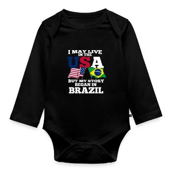 Brazil - Organic Longsleeve Baby Bodysuit - black - Front