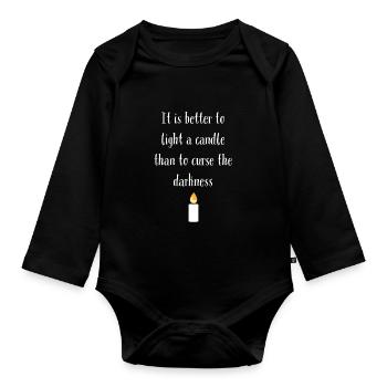 „Light the Light: Besiege die Dunkelheit mit inspirierender Kleidung!“ - Baby Bio-Langarm-Body - Schwarz - Vorne