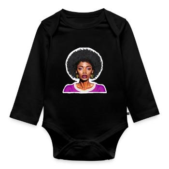 Schwarze Frau mit Afro - Baby Bio-Langarm-Body - Schwarz - Vorne