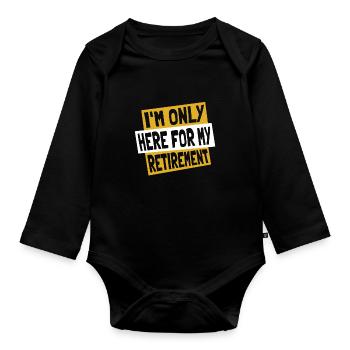 Pensioner pension funny - Organic Longsleeve Baby Bodysuit - black - Front