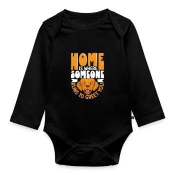 Golden Retriever Mom Dog Puppie Dog Sitter - Baby Bio-Langarm-Body - Schwarz - Vorne