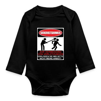 Safety Advice To Avoid Injury - Organic Longsleeve Baby Bodysuit - black - Front