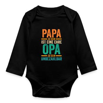 Ehefrau Vater Großvater Papa Opa - Baby Bio-Langarm-Body - Schwarz - Vorne