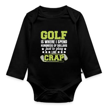 Golf Funny - Organic Longsleeve Baby Bodysuit - black - Front