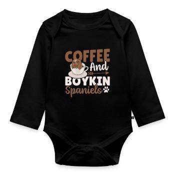 Café et Boykin Spaniels Boykin Spaniel - Body Bébé bio manches longues - noir - Devant