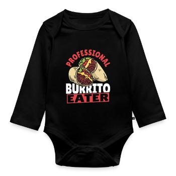 Professional Burrito Eater Burritos Taco Family - Organic Longsleeve Baby Bodysuit - black - Front