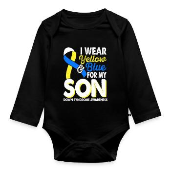 Portez du jaune bleu pour le mois du - Body Bébé bio manches longues - noir - Devant