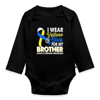 Portez du jaune-bleu pour le Mois de la Conscience - Body Bébé bio manches longues - noir - Devant