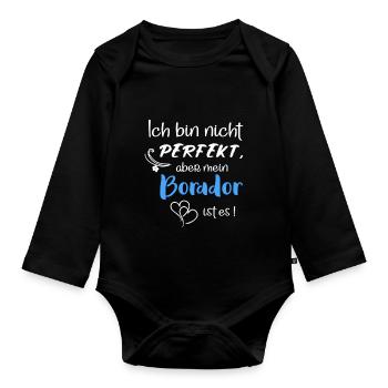 Perfekter Borador I Border Collie Labrador Mix - Baby Bio-Langarm-Body - Schwarz - Vorne