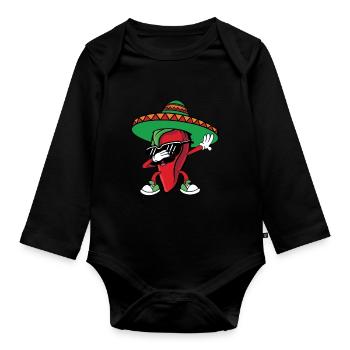 Drôle de piment piment poivre mexicain Cinco de Mayo - Body Bébé bio manches longues - noir - Devant