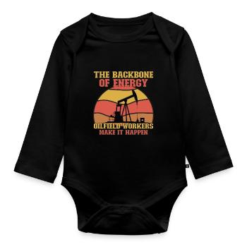 Oilfield Wife Roughneck Oil Drilling Frac crew - Organic Longsleeve Baby Bodysuit - black - Front