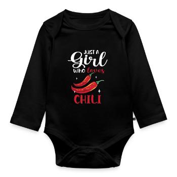 Hot Spicy Food Red Pepper Women Just A Girl Who Lo - Organic Longsleeve Baby Bodysuit - black - Front