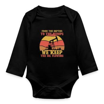 Oilfield Wife Roughneck Oil Drilling Frac crew - Organic Longsleeve Baby Bodysuit - black - Front