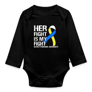 Down Syndrome Awareness - Organic Longsleeve Baby Bodysuit - black - Front