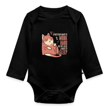 Katze Humor - Baby Bio-Langarm-Body - Schwarz - Vorne