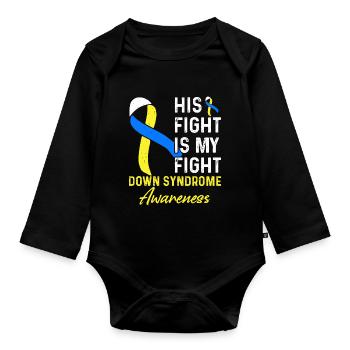 Down syndrome consciousness - Organic Longsleeve Baby Bodysuit - black - Front