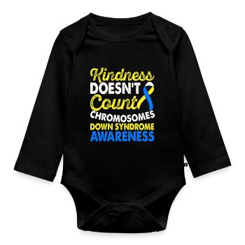 Mois de la sensibilisation au syndrome chromosomique de Down Jaune - Body Bébé bio manches longues - noir - Devant