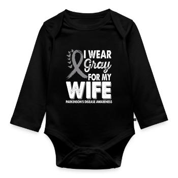Wear gray for the month of enlightenment about - Organic Longsleeve Baby Bodysuit - black - Front