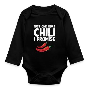 Nourriture épicée Poivrons rouges drôle juste un chili de plus I - Body Bébé bio manches longues - noir - Devant