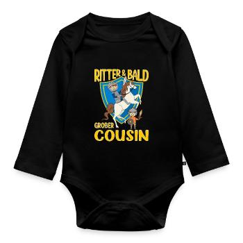 Ich Werde Großer Cousin Ritter bald Cousin - Baby Bio-Langarm-Body - Schwarz - Vorne