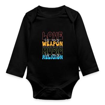 Hippie Lifestyle Flower Power Free Spirit Harmony - Baby Bio-Langarm-Body - Schwarz - Vorne