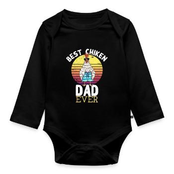 best chicken dad ever lustiger Hühner Hahn Spruch - Baby Bio-Langarm-Body - Schwarz - Vorne