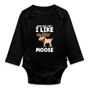 What Can I Say I Like Moose - Baby Bio-Langarm-Body - Schwarz - Vorne