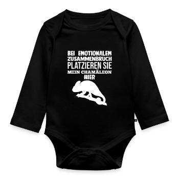Platzieren Sie mein Chamäleon - Baby Bio-Langarm-Body - Schwarz - Vorne
