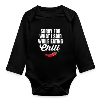 Désolé pour ce que j’ai dit en mangeant du Chili Red Peppe - Body Bébé bio manches longues - noir - Devant
