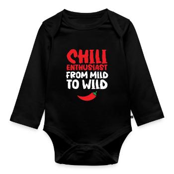 Red Pepper Spicy Funny Chili Enthusiast From Mild - Baby Bio-Langarm-Body - Schwarz - Vorne
