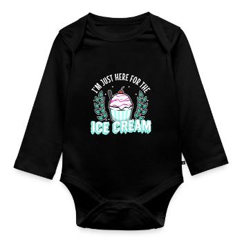 Je suis juste ici pour la crème glacée - Body Bébé bio manches longues - noir - Devant