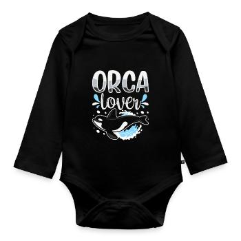 Orca Lovers Protect Sea Orcas Whale - Organic Longsleeve Baby Bodysuit - black - Front