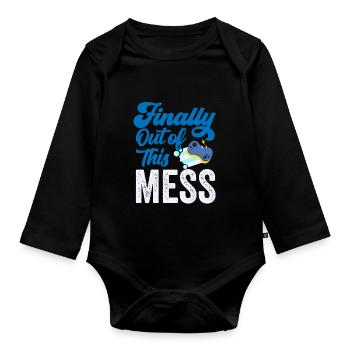 Finally out of the mess of pensioners' pensions - Organic Longsleeve Baby Bodysuit - black - Front