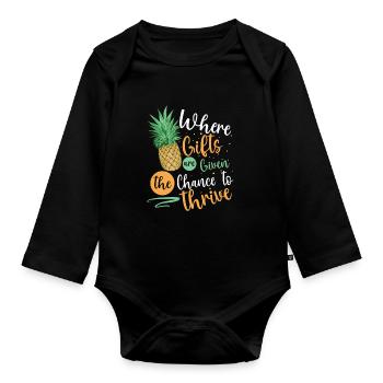 Day of embryo transfer IVF in vitro fertilization - Organic Longsleeve Baby Bodysuit - black - Front