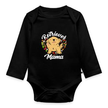 Retriever-Mama Dog Retrievers Retriever Sayings - Organic Longsleeve Baby Bodysuit - black - Front