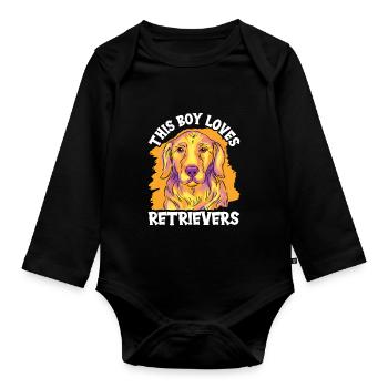Dieser Junge Liebt Retriever Retrievers Hund - Baby Bio-Langarm-Body - Schwarz - Vorne
