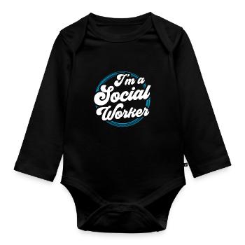 I am a social worker Training Social Worker - Organic Longsleeve Baby Bodysuit - black - Front
