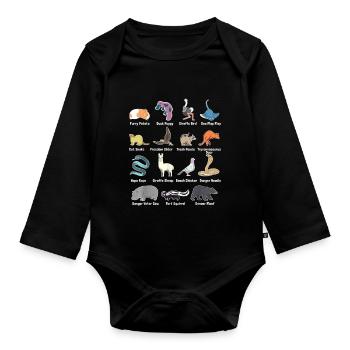 Animals Of The World - Rare Exotic Animals Funny - Organic Longsleeve Baby Bodysuit - black - Front