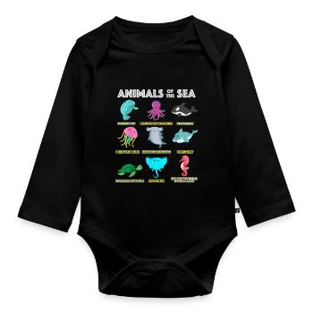 Animals Of The World Sea Creatures Funny Ocean - Organic Longsleeve Baby Bodysuit - black - Front