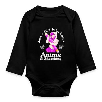 Anime and Sketching Just a Girl Who Loves Anime - Organic Longsleeve Baby Bodysuit - black - Front